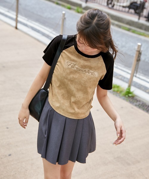 GORGE(ゴージ)の「《ムラ染め風×配色ラグラン》カットソー/カジュアル/春夏/全4色(Tシャツ/カットソー・レディース・ベージュ/アイボリー/ピンク/チャコール・F)」の6枚目の写真