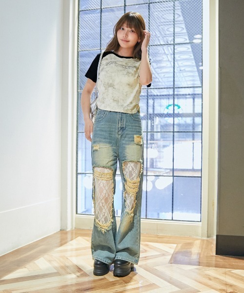 GORGE(ゴージ)の「《ムラ染め風×配色ラグラン》カットソー/カジュアル/春夏/全4色(Tシャツ/カットソー・レディース・ベージュ/アイボリー/ピンク/チャコール・F)」の10枚目の写真