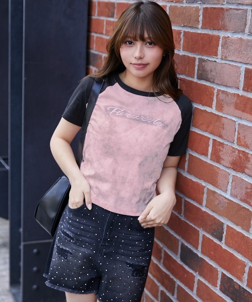 GORGE(ゴージ)の「《ムラ染め風×配色ラグラン》カットソー/カジュアル/春夏/全4色(Tシャツ/カットソー・レディース・ベージュ/アイボリー/ピンク/チャコール・F)」の15枚目の写真