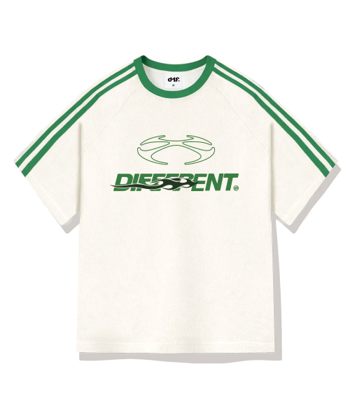 DIIFF（ディフ）の「コアヒート オーバーサイズ トラック 半袖Tシャツ 4カラー [DISE_3003]（Tシャツ/カットソー・メンズ・クリーム/ブラック/ホワイト×グリーン/ホワイト×ブラック・SMALL/MEDIUM/LARGE/X-LARGE）」の10枚目の写真