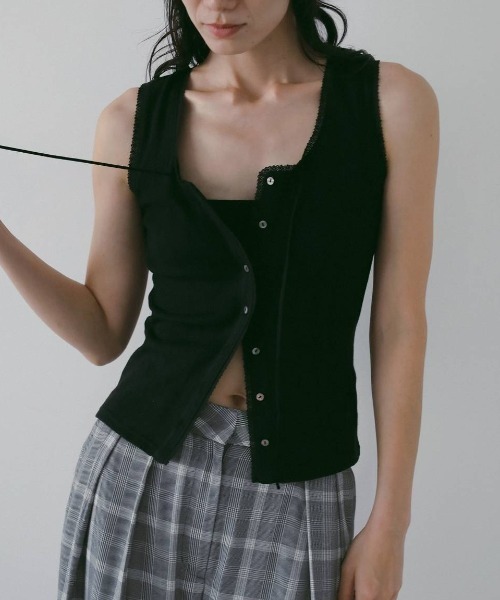 anuke（アンヌーク）の「Cut Lace Tanktop（タンクトップ・レディース・ブラック/ブルー系その他/ホワイト・FREE）」の3枚目の写真
