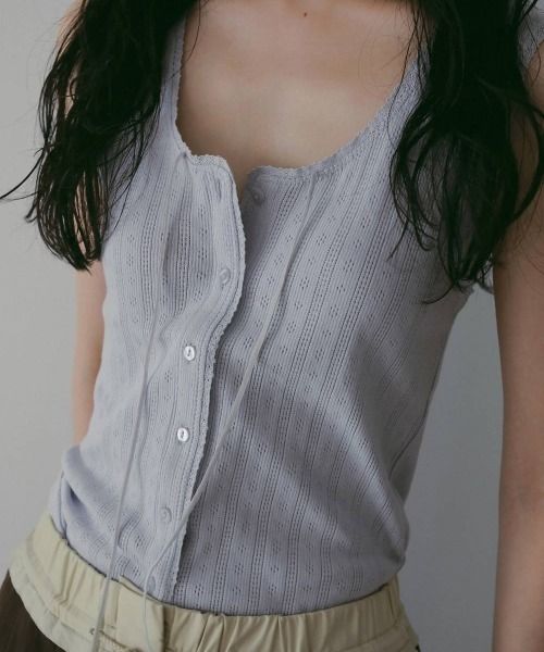 anuke（アンヌーク）の「Cut Lace Tanktop（タンクトップ・レディース・ブラック/ブルー系その他/ホワイト・FREE）」の6枚目の写真