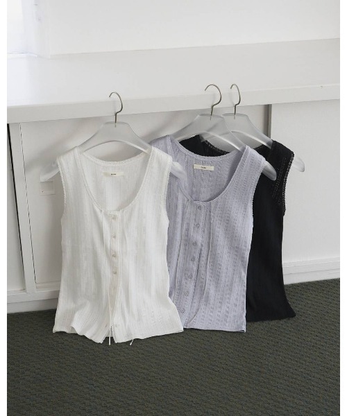 anuke（アンヌーク）の「Cut Lace Tanktop（タンクトップ・レディース・ブラック/ブルー系その他/ホワイト・FREE）」の8枚目の写真