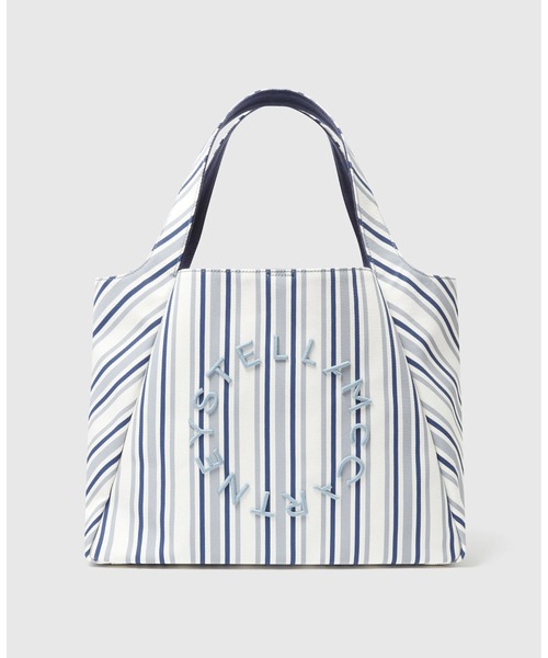 STELLA McCARTNEY(ステラマッカートニー)の「Logo Striped Tote Bag / ロゴ ストライプ トートバッグ(トートバッグ・レディース・ホワイト×ブルー・ONE SIZE)」の1枚目の写真