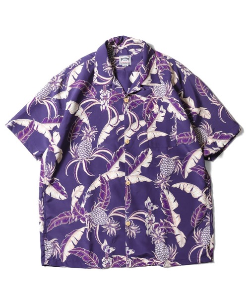 HOUSTON（ヒューストン）の「HOUSTON アロハシャツ レーヨン(PINEAPPLE)（シャツ/ブラウス・メンズ・ブラック/パープル/マスタード・LARGE/X-LARGE/MEDIUM/XX-LARGE）」の2枚目の写真