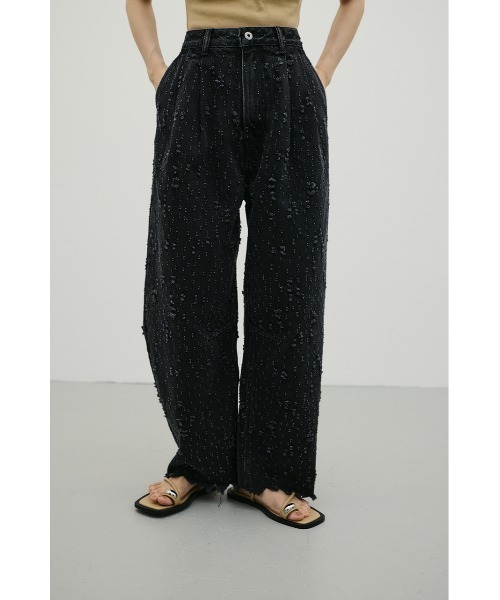 STYLEMIXER(スタイルミキサー)の「ダメージコクーンデニム(デニムパンツ・レディース・ブラック/ホワイト・SMALL/MEDIUM/LARGE)」の1枚目の写真