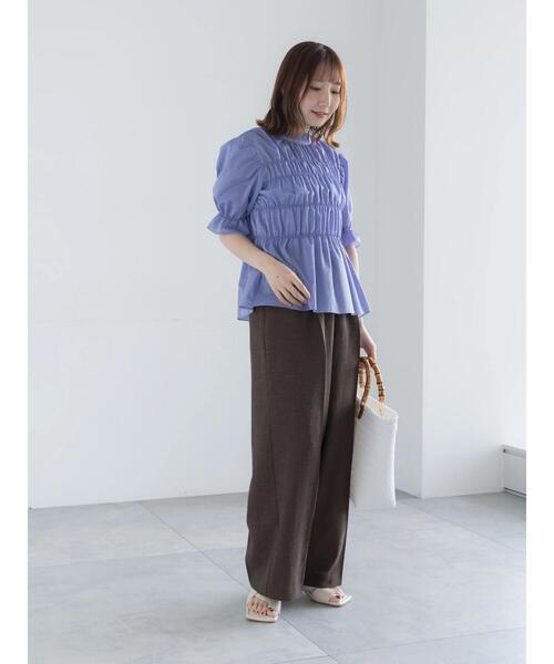 Te chichi(テチチ)の「スタンドフリルシャーリングブラウス(シャツ/ブラウス・レディース・ネイビー/オフホワイト/ブルー・F)」の12枚目の写真