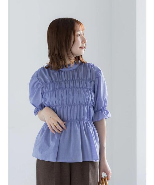 Te chichi(テチチ)の「スタンドフリルシャーリングブラウス(シャツ/ブラウス・レディース・ネイビー/オフホワイト/ブルー・F)」の14枚目の写真