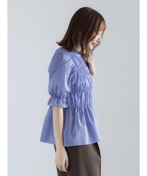 Te chichi(テチチ)の「スタンドフリルシャーリングブラウス(シャツ/ブラウス・レディース・ネイビー/オフホワイト/ブルー・F)」の15枚目の写真