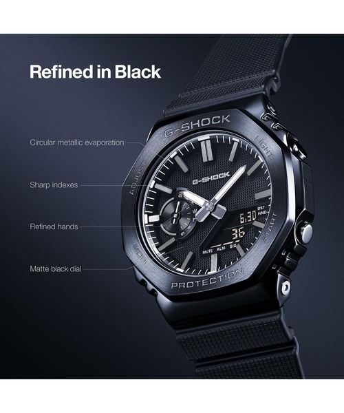 G-SHOCK(ジーショック)の「LUXE BLACK / 2100シリーズ / GM-2100LXB-1AJF(アナログ腕時計・メンズ・ブラック×シルバー・FREE)」の2枚目の写真