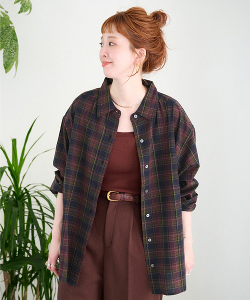B.C STOCK(ベーセーストック)の「ウォッシャブル / Gleamy / グリーミー パターンシャツ(シャツ/ブラウス・レディース・レッド系その他/ブルー系その他/ダークブルー・FREE)」の1枚目の写真