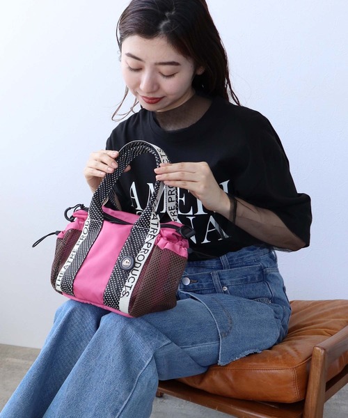 THEATRE PRODUCTS(シアタープロダクツ)の「【THEATRE PRODUCTS×Cepica】メッシュ切替カラーコンビミニボストンバッグ(ショルダーバッグ・レディース・ライム/ブルー/ピンク・FREE)」の5枚目の写真