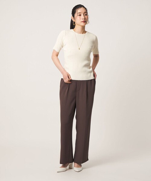 A DAY IN THE LIFE UNITED ARROWS(アデイインザライフユナイテッドアローズ)の「リブ ショートスリーブニット ‐ウォッシャブル‐<A DAY IN THE LIFE>(ニット/セーター・レディース・オフホワイト/ケリーグリーン/ネイビー・FREE)」の5枚目の写真