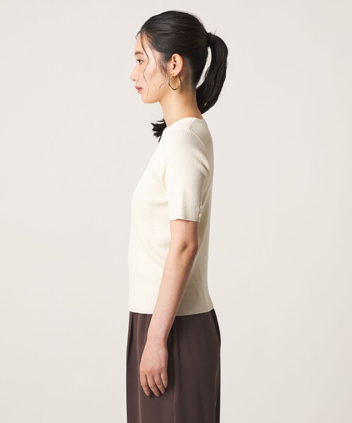 A DAY IN THE LIFE UNITED ARROWS(アデイインザライフユナイテッドアローズ)の「リブ ショートスリーブニット ‐ウォッシャブル‐<A DAY IN THE LIFE>(ニット/セーター・レディース・オフホワイト/ケリーグリーン/ネイビー・FREE)」の7枚目の写真