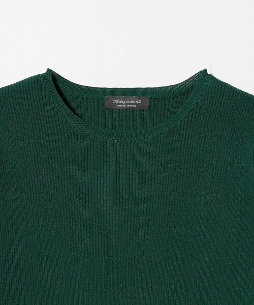 A DAY IN THE LIFE UNITED ARROWS(アデイインザライフユナイテッドアローズ)の「リブ ショートスリーブニット ‐ウォッシャブル‐<A DAY IN THE LIFE>(ニット/セーター・レディース・オフホワイト/ケリーグリーン/ネイビー・FREE)」の10枚目の写真