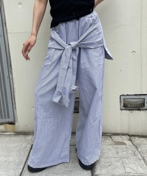腰巻レイヤード ストライプ イージーパンツ