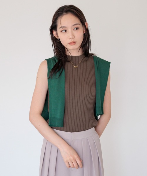 Andemiu（アンデミュウ）の「ハイネックリブニットノースリーブ860514（ニット/セーター・レディース・オフホワイト/ブラック/モカ/ターコイズブルー・FREE）」の12枚目の写真