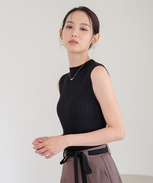 Andemiu（アンデミュウ）の「ハイネックリブニットノースリーブ860514（ニット/セーター・レディース・オフホワイト/ブラック/モカ/ターコイズブルー・FREE）」の18枚目の写真
