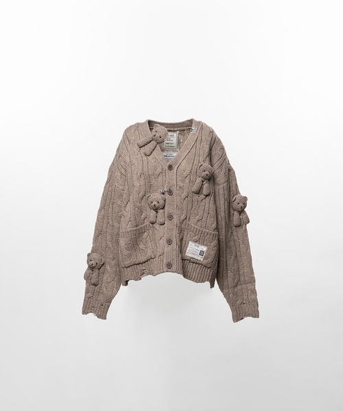 セール】【LOULOU WILLOUGHBY】バイカラーキーネック5分袖カーディガン
