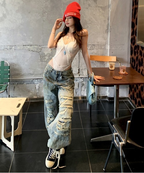 gossip！ロサンゼルス（ゴシップロサンゼルス）の「【Y2Kガーリー】  レース切り替えシアーチュールボディスーツ（Tシャツ/カットソー・レディース・ホワイト・M）」の11枚目の写真