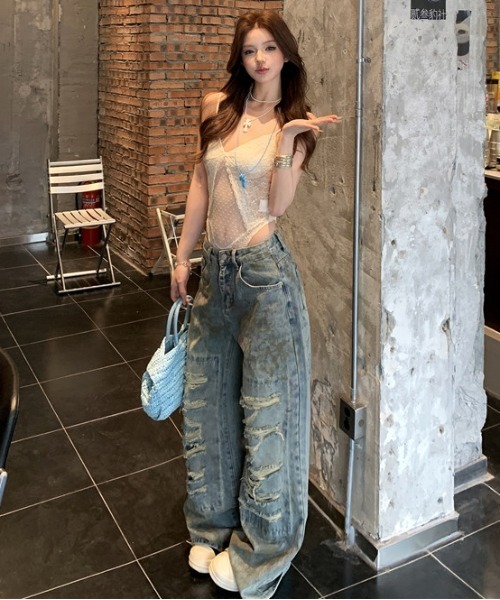 gossip！ロサンゼルス（ゴシップロサンゼルス）の「【Y2Kガーリー】  レース切り替えシアーチュールボディスーツ（Tシャツ/カットソー・レディース・ホワイト・M）」の7枚目の写真
