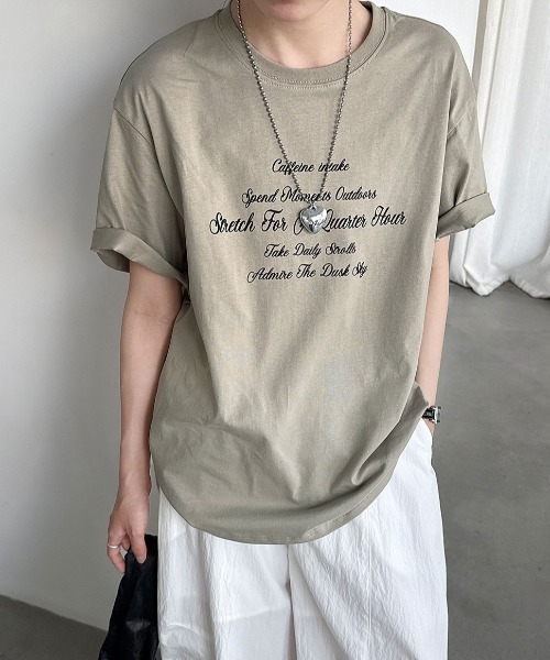 semplice(センプリチェ)の「ロゴプリント半袖 T シャツ(Tシャツ/カットソー・レディース・キャメル/ネイビー・F)」の1枚目の写真