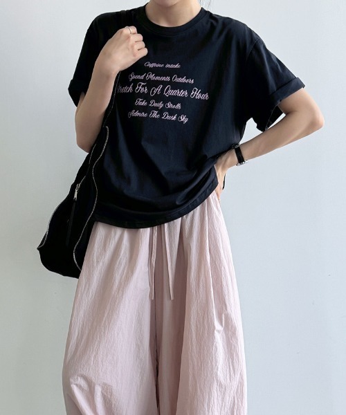 semplice(センプリチェ)の「ロゴプリント半袖 T シャツ(Tシャツ/カットソー・レディース・キャメル/ネイビー・F)」の9枚目の写真