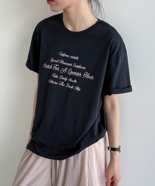 semplice(センプリチェ)の「ロゴプリント半袖 T シャツ(Tシャツ/カットソー・レディース・キャメル/ネイビー・F)」の10枚目の写真