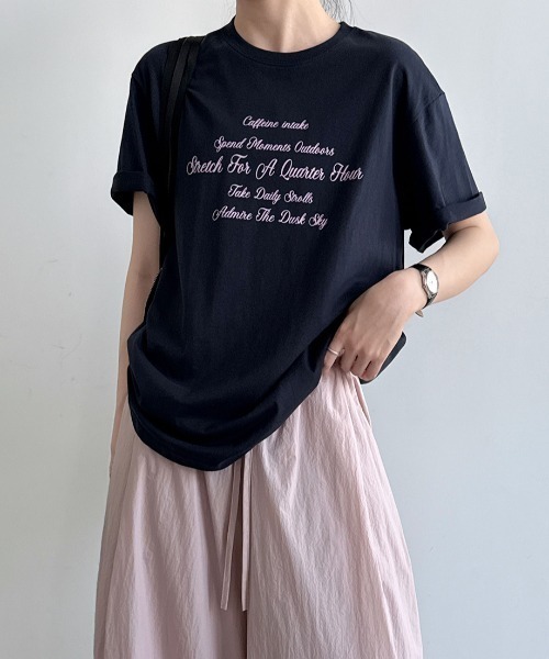 semplice(センプリチェ)の「ロゴプリント半袖 T シャツ(Tシャツ/カットソー・レディース・キャメル/ネイビー・F)」の11枚目の写真