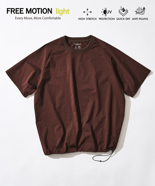 417 EDIFICE(フォーワンセブンエディフィス)の「【FREE MOTION LIGHT】ラグランTシャツ(Tシャツ/カットソー・メンズ・カーキ/ブラック/ブラウン・X-LARGE/LARGE/MEDIUM)」の2枚目の写真