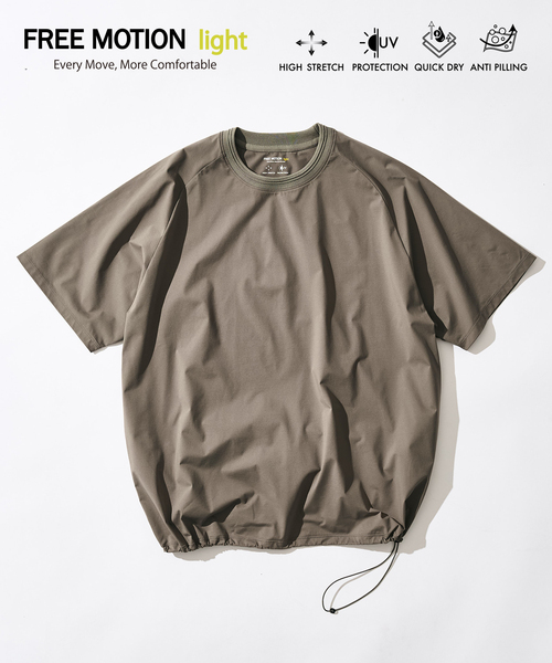 417 EDIFICE(フォーワンセブンエディフィス)の「【FREE MOTION LIGHT】ラグランTシャツ(Tシャツ/カットソー・メンズ・カーキ/ブラック/ブラウン・X-LARGE/LARGE/MEDIUM)」の3枚目の写真