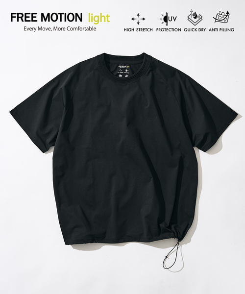 417 EDIFICE(フォーワンセブンエディフィス)の「【FREE MOTION LIGHT】ラグランTシャツ(Tシャツ/カットソー・メンズ・カーキ/ブラック/ブラウン・X-LARGE/LARGE/MEDIUM)」の1枚目の写真