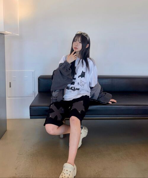 OURSAYSOUR(アワーセイアワー)の「クロススターバミューダパンツメランジ(その他パンツ・レディース・グレー・M/L)」の5枚目の写真