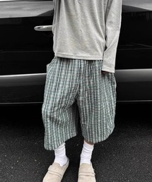 チェックシワシワ 7 分丈バルーンパンツ