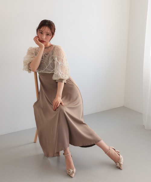 Cupid Heart(キューピッドハート)の「【Cupid Heart】結婚式用!刺ししゅうレースボレロsetドレス(ドレス・レディース・ブラック/モカ/グリーン・MEDIUM)」の9枚目の写真