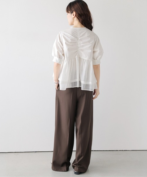 AMELY（エミリー）の「シアーペプラム ノーカラーブルゾン（ブルゾン・レディース・ホワイト/ブラック・フリー）」の7枚目の写真