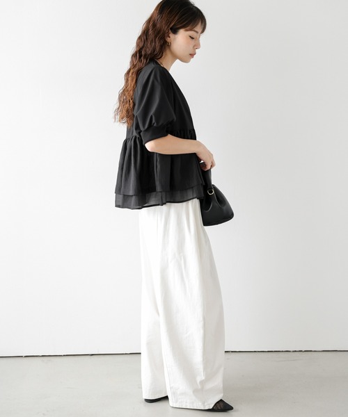 AMELY（エミリー）の「シアーペプラム ノーカラーブルゾン（ブルゾン・レディース・ホワイト/ブラック・フリー）」の11枚目の写真