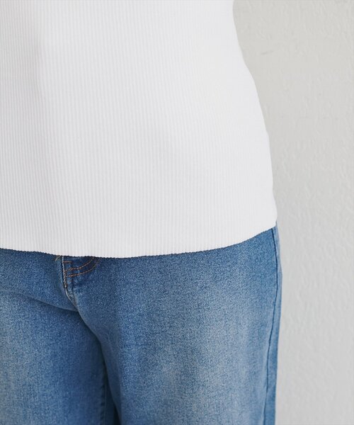 natural couture(ナチュラルクチュール)の「【sherbet line】アシメレースネック半袖ニット(ニット/セーター・レディース・サックスブルー/オフホワイト/ピンク/ブラック/ネイビー・FREE)」の19枚目の写真