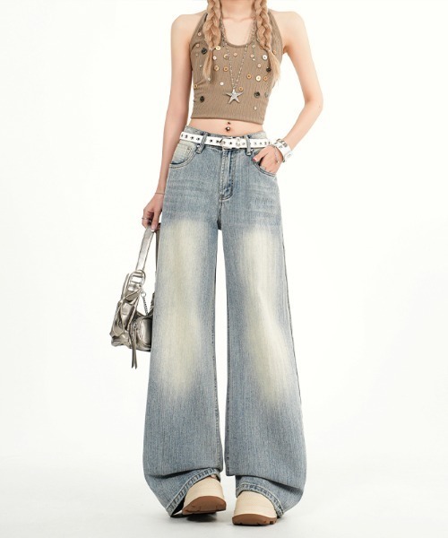 AMAJI(アマジ)の「3Dバナナ デニムパンツ(デニムパンツ・レディース・ライトブルー・SMALL/MEDIUM/LARGE/X-LARGE)」の1枚目の写真