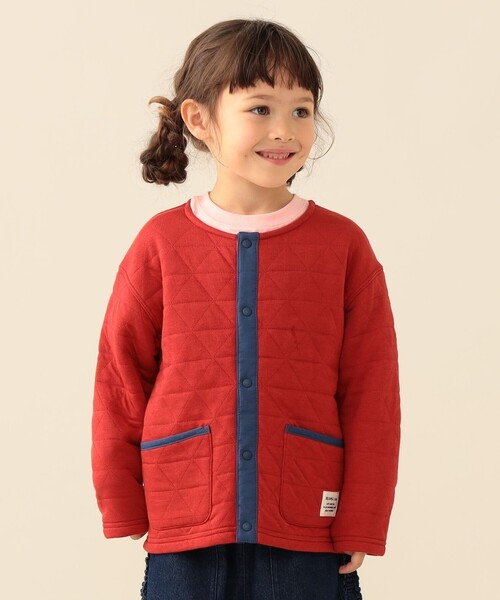 BEAMS mini(ビームスミニ)の「カットキルト ジャケット 2026FW(90~150cm)子供服 通園 通学 防寒(スウェット・キッズ・ライトグレー/レッド・100/90/150/130/120/110/140)」の2枚目の写真