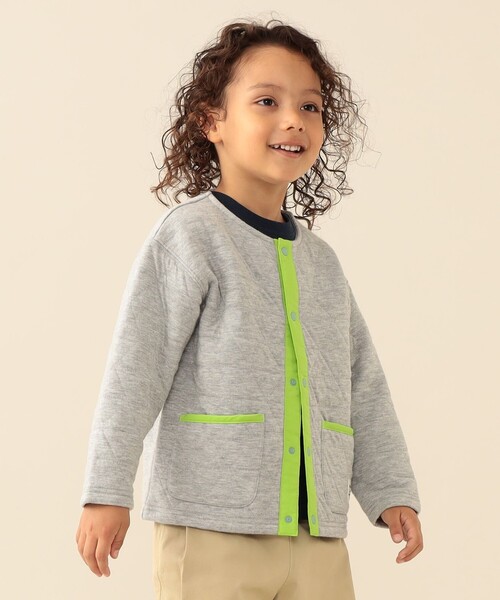 BEAMS mini(ビームスミニ)の「カットキルト ジャケット 2026FW(90~150cm)子供服 通園 通学 防寒(スウェット・キッズ・ライトグレー/レッド・100/90/150/130/120/110/140)」の1枚目の写真