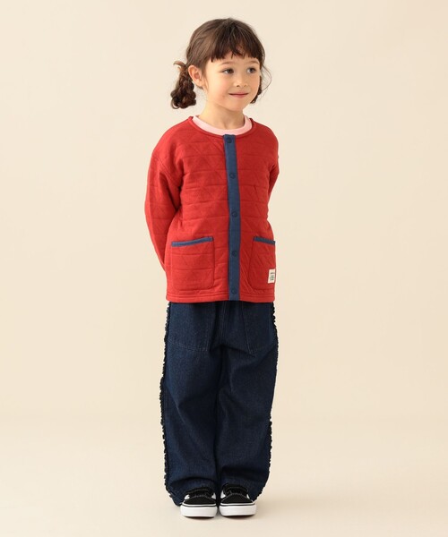 BEAMS mini(ビームスミニ)の「カットキルト ジャケット 2026FW(90~150cm)子供服 通園 通学 防寒(スウェット・キッズ・ライトグレー/レッド・100/90/150/130/120/110/140)」の7枚目の写真