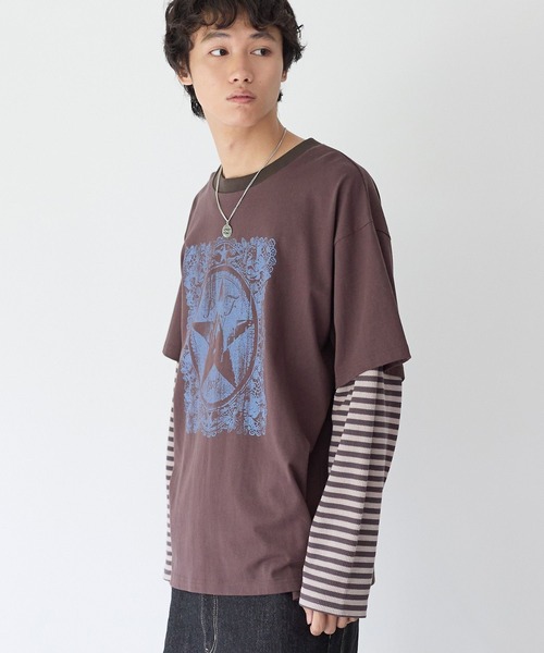 PBLIM（ページボーイリム）の「《UNISEX》レイヤードグラフィックロンT（Tシャツ/カットソー・レディース・ブラウン/カーキ・FREE）」の14枚目の写真