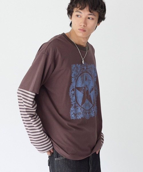 PBLIM（ページボーイリム）の「《UNISEX》レイヤードグラフィックロンT（Tシャツ/カットソー・レディース・ブラウン/カーキ・FREE）」の15枚目の写真