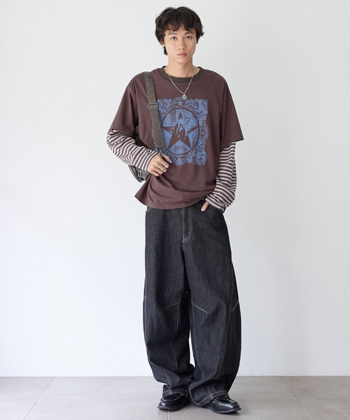 PBLIM（ページボーイリム）の「《UNISEX》レイヤードグラフィックロンT（Tシャツ/カットソー・レディース・ブラウン/カーキ・FREE）」の17枚目の写真
