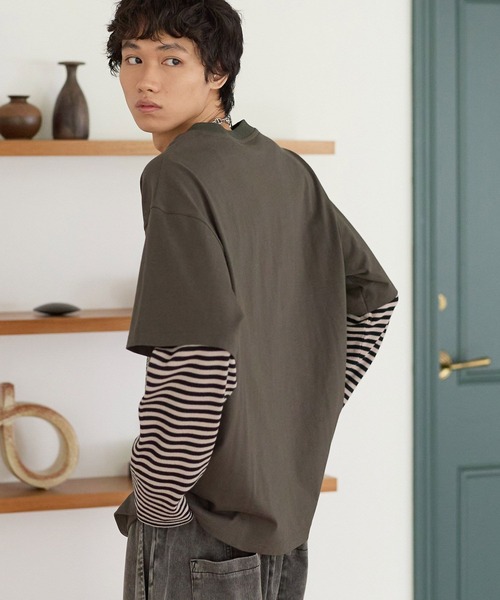 PBLIM（ページボーイリム）の「《UNISEX》レイヤードグラフィックロンT（Tシャツ/カットソー・レディース・ブラウン/カーキ・FREE）」の22枚目の写真