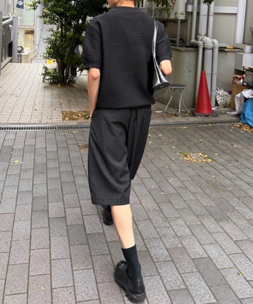 Chikashitsu +(チカシツプラス)の「【Chikashitsu +】Dry-Touch Rib Knit Polo (2color) / 【チカシツプラス】ドライタッチリブニット半袖ポロシャツ(ポロシャツ・メンズ・ブラック・ONE SIZE)」の13枚目の写真