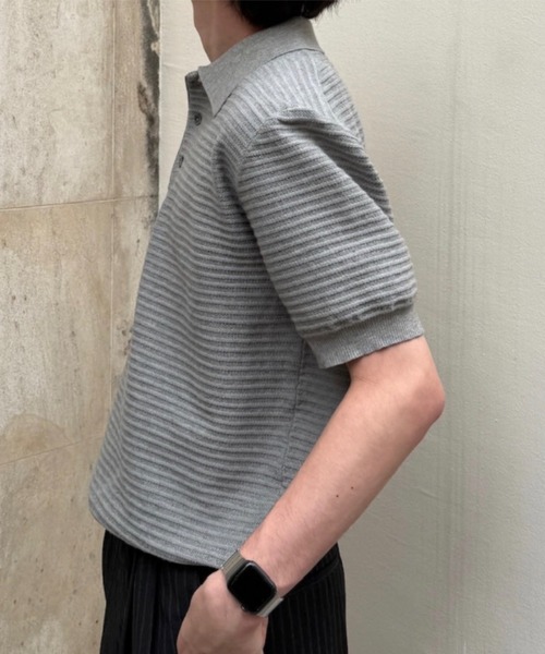 Chikashitsu +(チカシツプラス)の「【Chikashitsu +】Dry-Touch Rib Knit Polo (2color) / 【チカシツプラス】ドライタッチリブニット半袖ポロシャツ(ポロシャツ・メンズ・ブラック・ONE SIZE)」の16枚目の写真