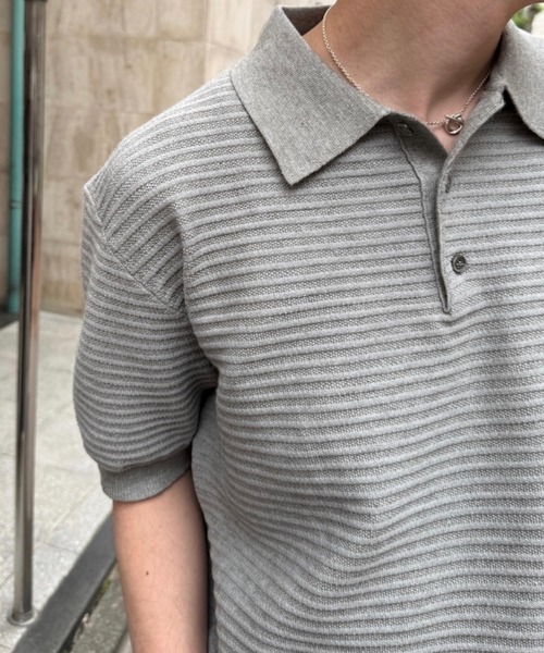Chikashitsu +(チカシツプラス)の「【Chikashitsu +】Dry-Touch Rib Knit Polo (2color) / 【チカシツプラス】ドライタッチリブニット半袖ポロシャツ(ポロシャツ・メンズ・ブラック・ONE SIZE)」の18枚目の写真