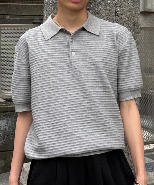 Chikashitsu +(チカシツプラス)の「【Chikashitsu +】Dry-Touch Rib Knit Polo (2color) / 【チカシツプラス】ドライタッチリブニット半袖ポロシャツ(ポロシャツ・メンズ・ブラック・ONE SIZE)」の19枚目の写真